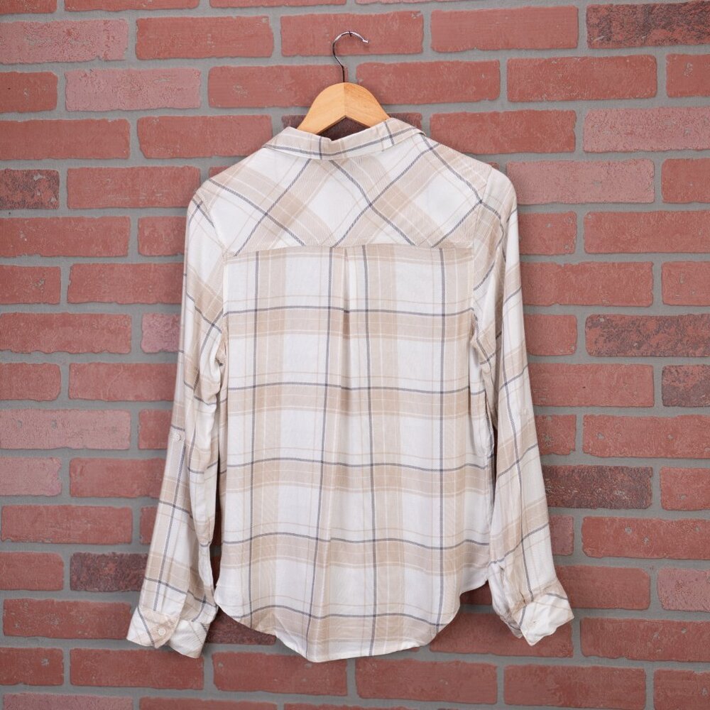 Lightweight Plaid Button-Up - Khaki - Picture 4 of 11